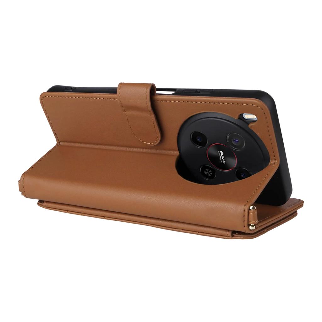 For ZTE Blade V70 Max/nubia V70 Max Wallet Case with Shoulder/Wrist Strap Leather Phone Cover Stand