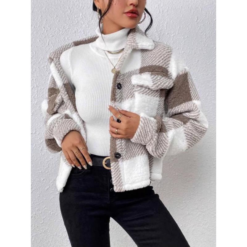 European & American Double-sided Plush Pocket Cardigan - Women's Casual Coat