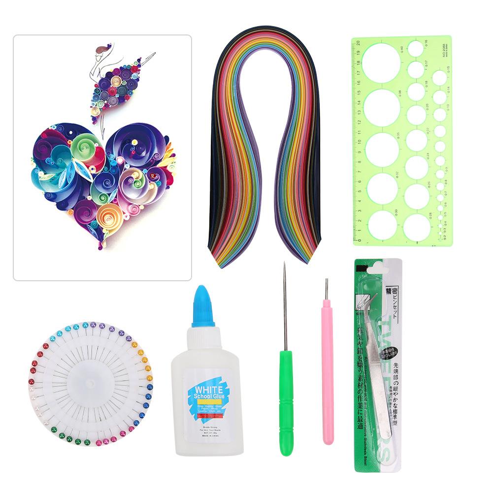Набор инструментов для квиллинга из бумаги для начинающих, 36 цветных полосок, ручка для квиллинга, жемчужные булавки, сделай сам, бумажное ремесло