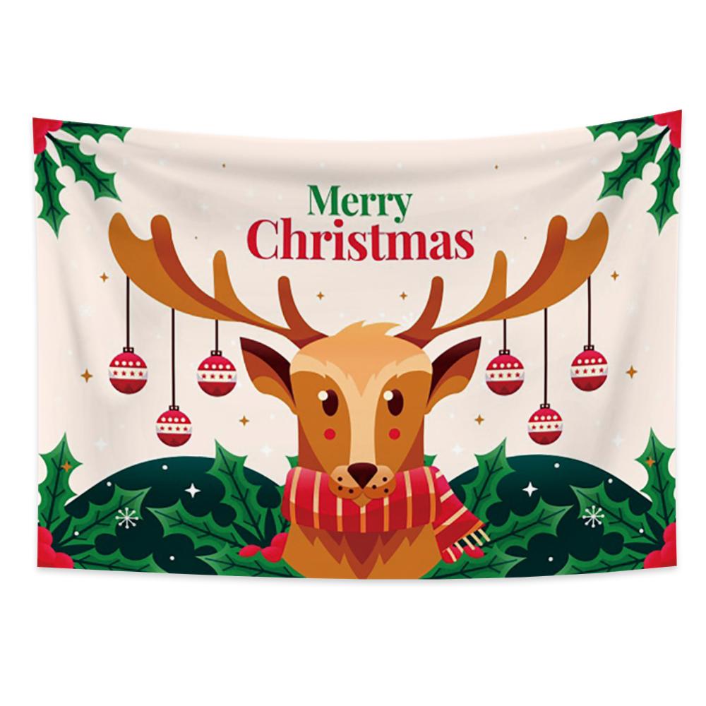 Merry Christmas Santa Claus Fireplace Christmas Gift Print Home Living Room Bedroom Wall Decoration Tapestry