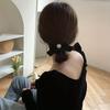Элегантная резинка для волос черная элегантная минималистичная французский бант резинка для волос искусственный жемчуг однотонная веревка для волос, винтажный стиль аксессуар для волос