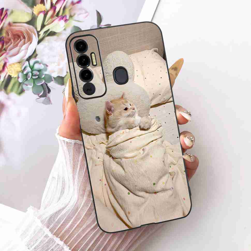 Simple Design Cartoon For Tecno Spark 7P KF7j Case Silicone TPU Black Cover For Tecno Spark7P 7p 6.8" Bumper Phone Cases Fundas