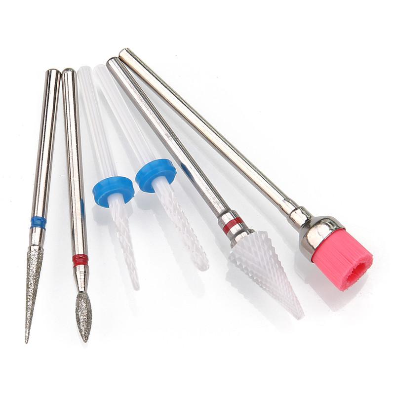 6 шт. алмазные фрезы для ногтей, набор сверл для маникюра, аксессуары для педикюра, электрическая машина, кисточка для ногтей, инструменты для заусенцев