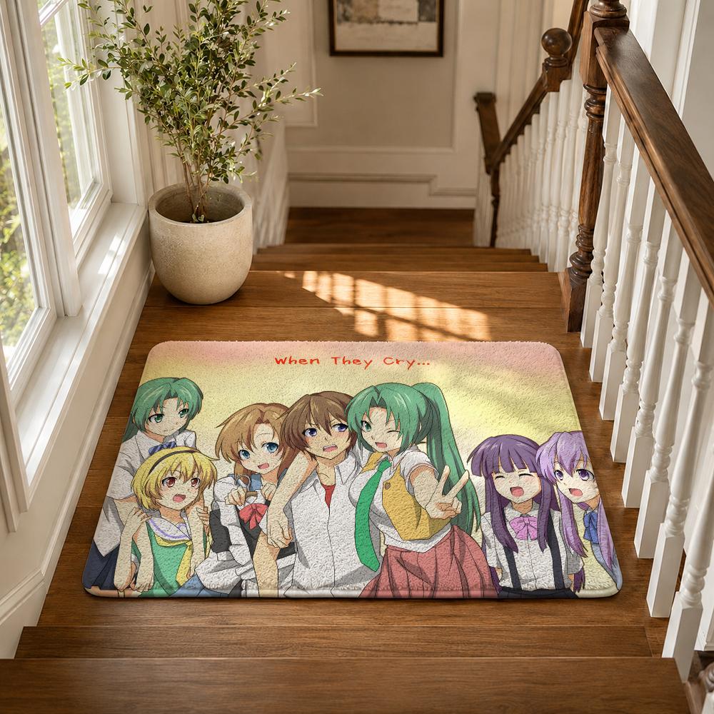 H-Higurashi When They Cry Аниме Коврик для пола Фланелевый Нескользящий Моющийся Мягкий Впитывающий Ковер Для Ванной Кухни Спальни Домашний Декор