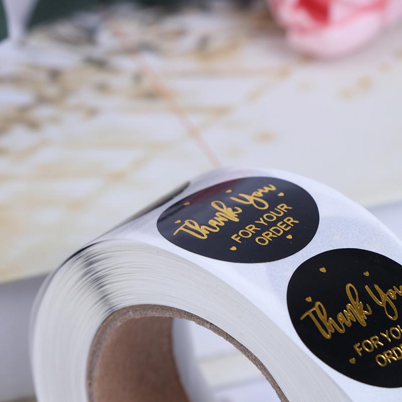 500 шт. Розовый Черный Ручная работа С Для Вашего Заказа Наклейка Сердце Спасибо Наклейка