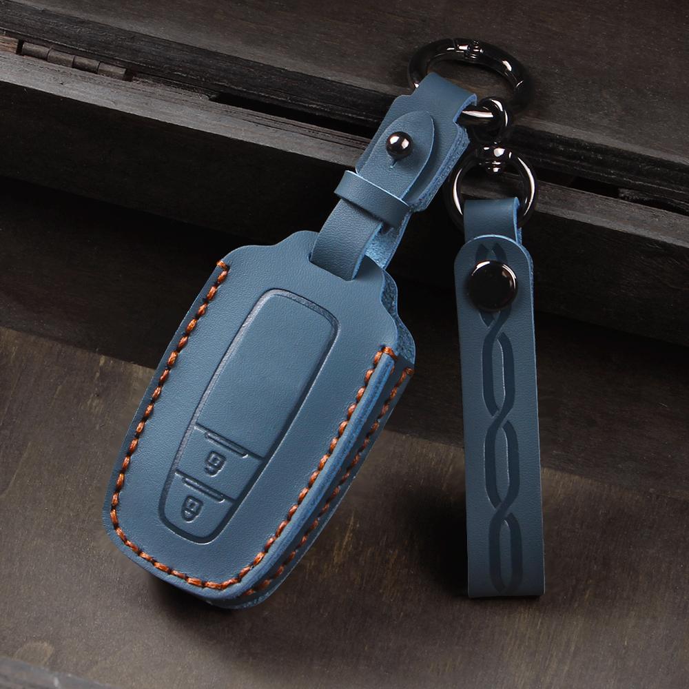 Leather Car Smart 3 Button Key Case Cover Bag Keychain for Toyota Avalon Camry RAV4 Prius CHR C-HR Corolla Land Cruiser Prado
