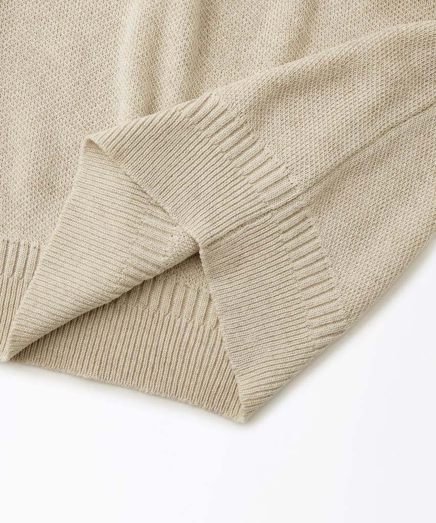 OUTSTANDING Linen Fisherman Crew Neck Knit_Ecru