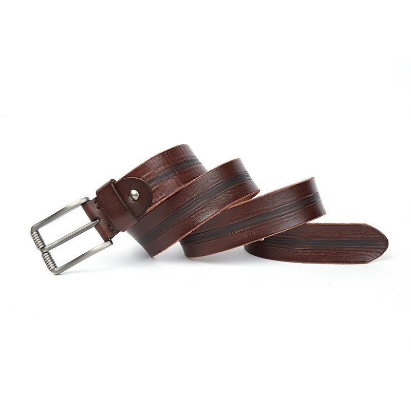 Мужской ремень, первый слой коровьей кожи, повседневный ремень с пряжкой, ретро-трендовый джинсовый ремень