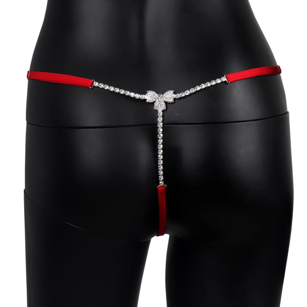 Полностью стразовые трусики-стринги с цепочкой для тела для женщин