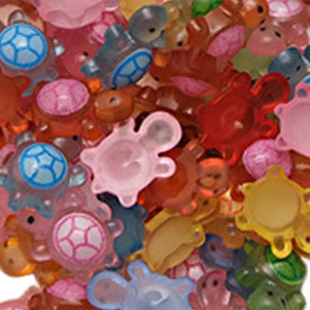100 Pieces Luminous Mini Sea Turtles Cute Small Miniature Figurines Bead Charms for Cake