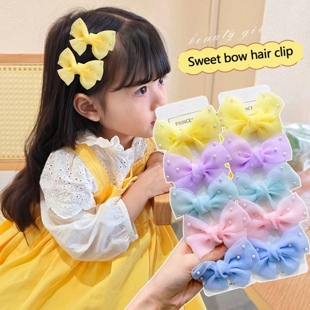 2 шт./набор заколки-банты для волос с искусственным жемчугом, многоцветные головные уборы, новые боковые заколки