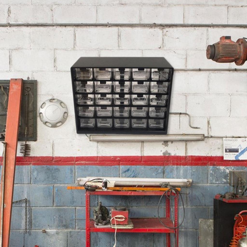 Органайзер для компонентов на 25 отделений, контейнер для хранения винтов, шкаф для рукоделия для гаражной мастерской