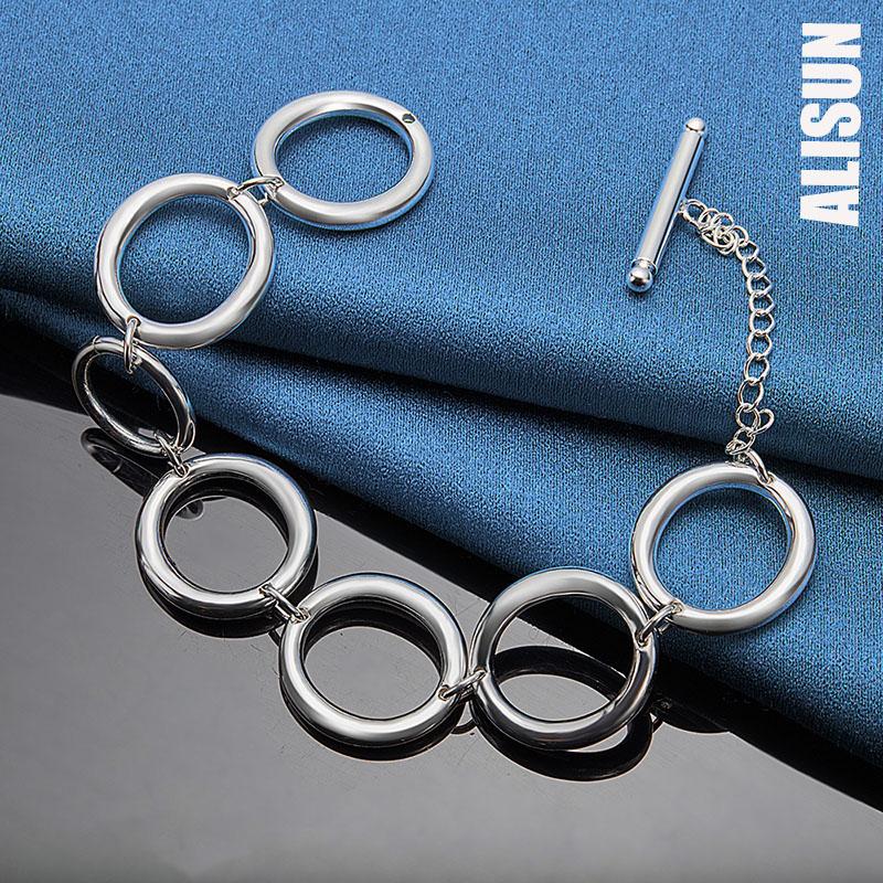 Круглый браслет из стерлингового серебра 925 пробы с кольцом, модные свадебные украшения