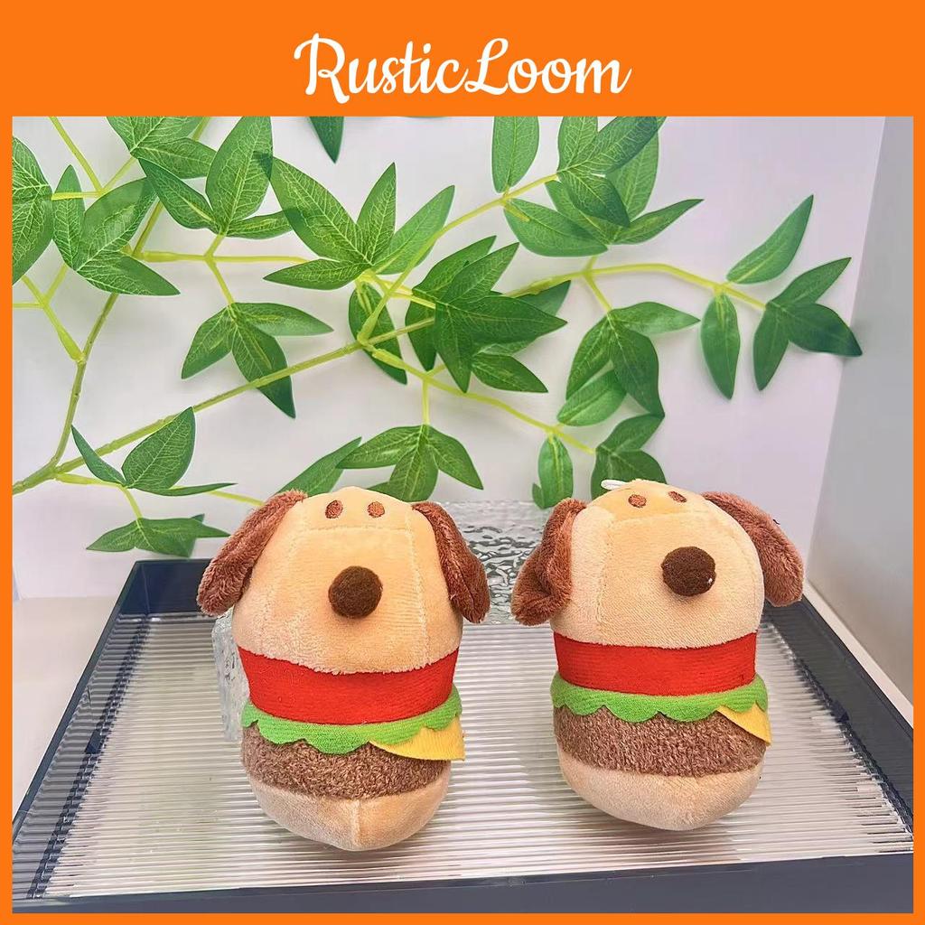 Plush Creative Adorable Hamburger Dog Keychain Cute Stuffed Toy Keyring Students For