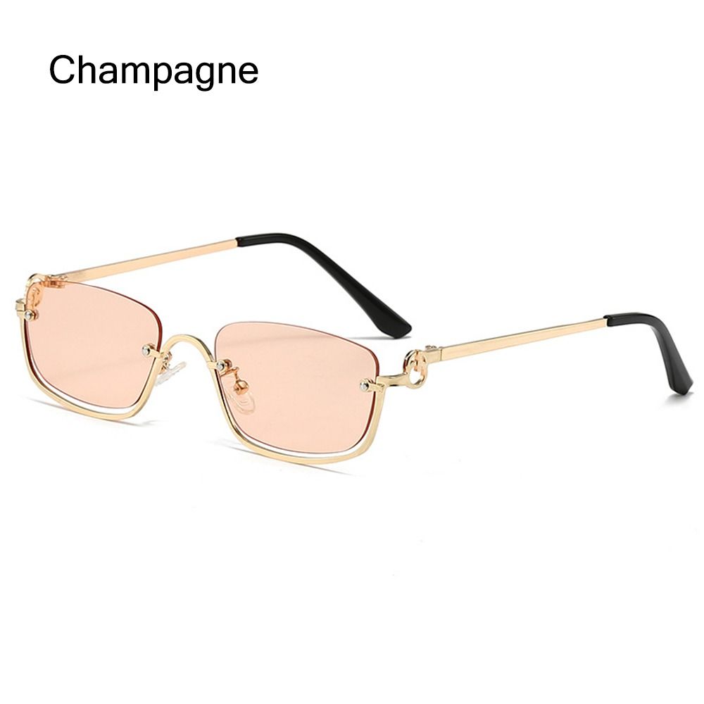 1шт. Металлические полуоправы солнцезащитные очки маленькие квадратные женские солнцезащитные очки винтажные оттенки модные узкие очки в стиле хип-хоп