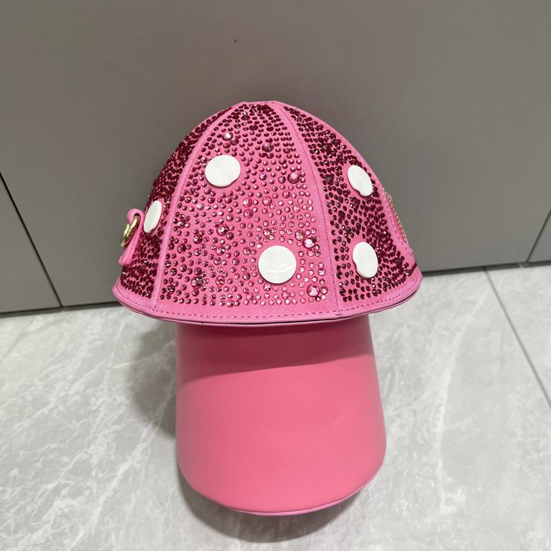 2025 Luxury Fashion Designer Women Mushroom Shaped Rhinestone Clutch Femme Crystal Crossbody Shoulder Bag Funny Shiitake Handbag