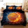 Black Water Fire Basketball Sports 3D Printing Quilt Cover Pillowcase Kids Room Bedding Set 100% Polyester 3 Pieces