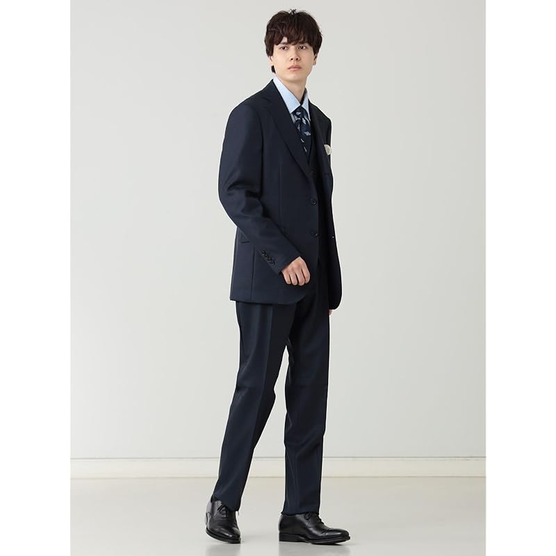 [Beams Heart] suit 130's glen check 3 buttons 3 piece suit men's NAVY XL