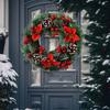 Red Christmas Wreath PVC Artificial Greenery Christmas Garland Window Door Wall Hanging Ornament Decorations Holiday Decor Gifts