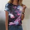 Женская мода Sky Print модная универсальная облегающая футболка с коротким рукавом