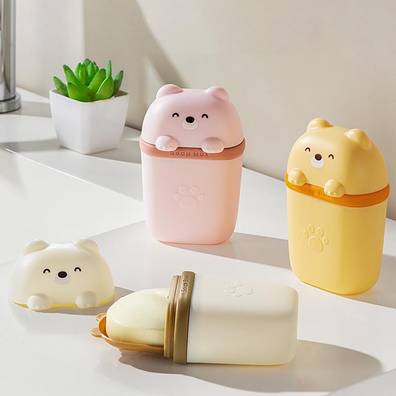 Мультяшный медведь портативная мыльница герметичная коробка для хранения водонепроницаемая дорожная домашняя мыльница для ванной комнаты портативная мыльница для кемпинга