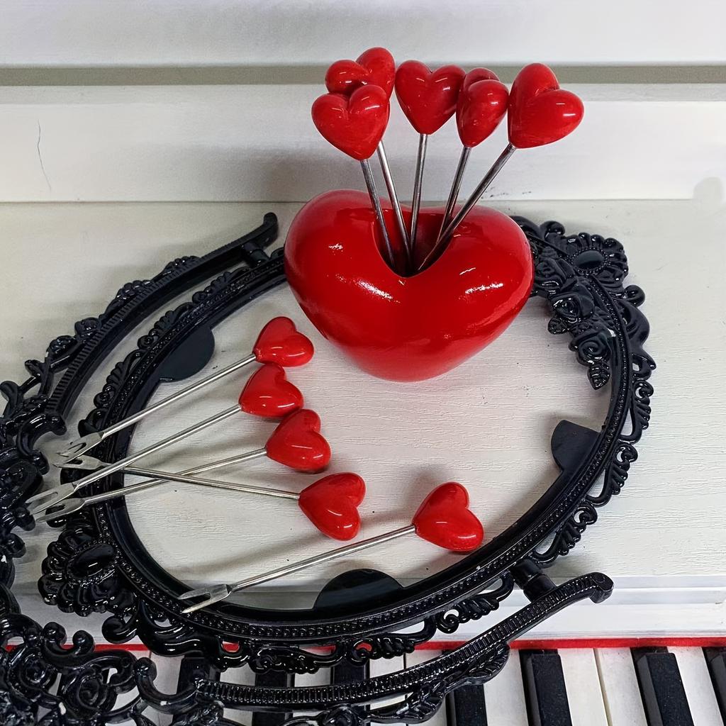 Набор из 10 вилок для фруктов из нержавеющей стали Love, вилок для торта и закусок, идеально подходит для Дня святого Валентина, Рождества и свадебных вечеринок