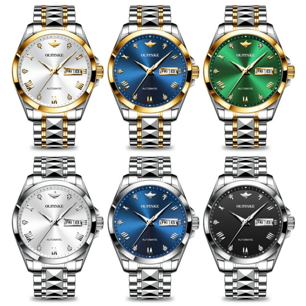 OUPINKE New Watch Automatic Mechanical Watch Stainless Steel Business Hollow Waterproof High-end Watch