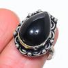Кольцо из серебра 925 пробы с натуральным черным ониксом, размер 7,5 U9Z64