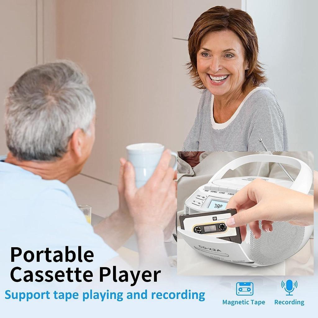 Портативное Bluetooth кассетное радио и CD-плеер с USB, функцией записи и повтора A-B