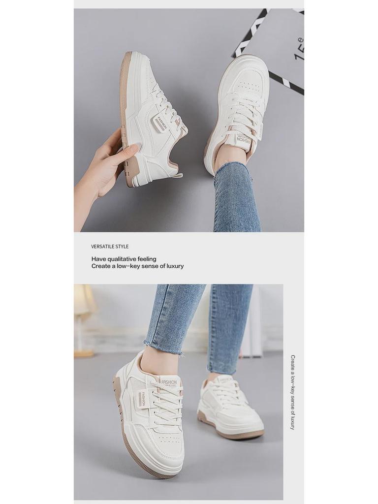 Женские белые кроссовки весна-лето 2025: Стильные, повседневные, универсальные, увеличивающие рост, нескользящие немецкие кроссовки.