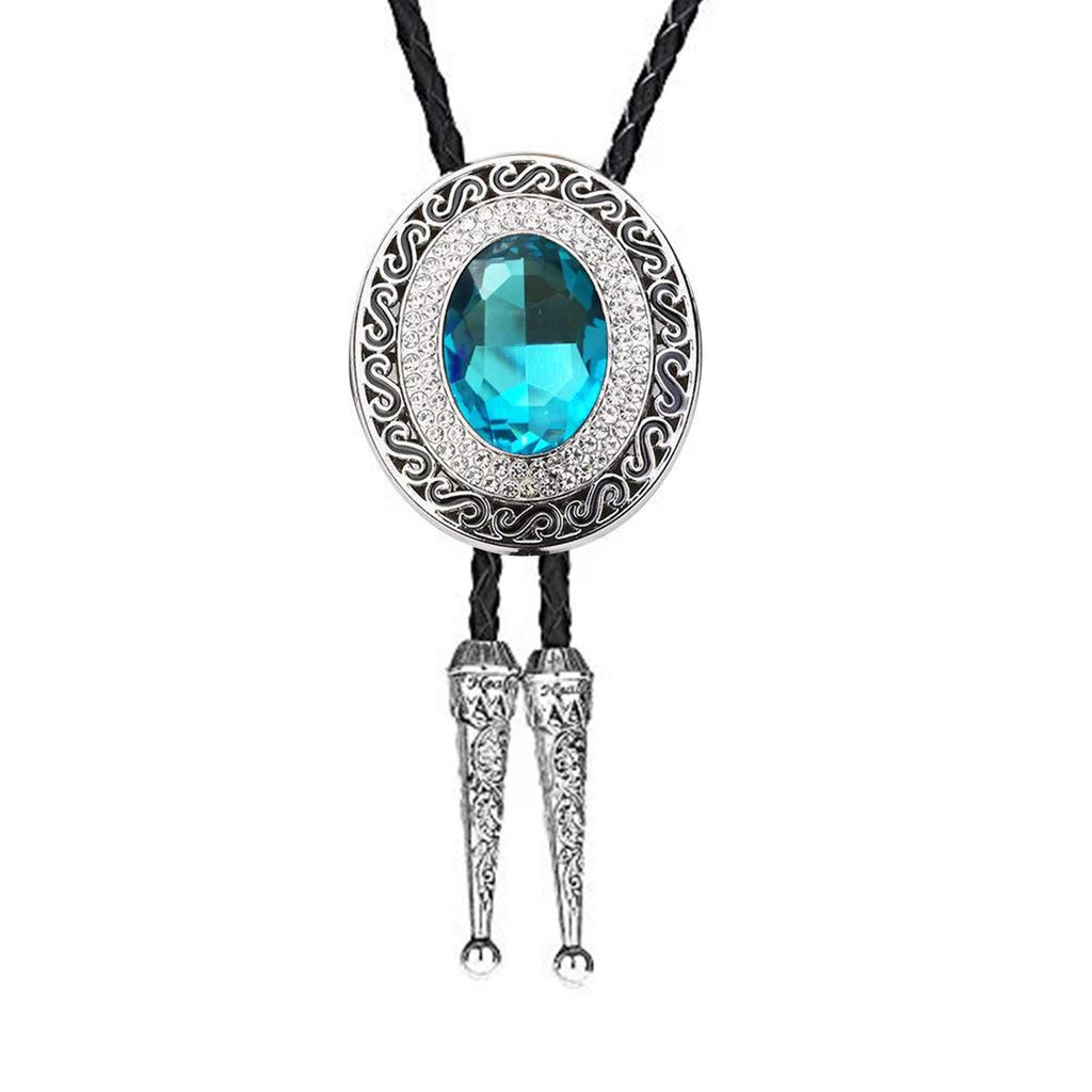 Винтажный западный ковбойский галстук-боло Кристальный галстук Панк Круглой формы Ожерелье Аксессуар для костюма Американский галстук-бола Западный