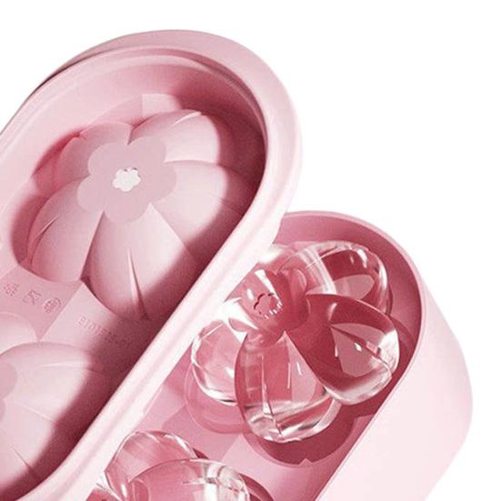 Силиконовая форма для льда в форме сакуры с крышкой, легко снимаемая, штабелируемая, компактная, подходит для заморозки, для самостоятельного приготовления льда для виски-коктейлей.