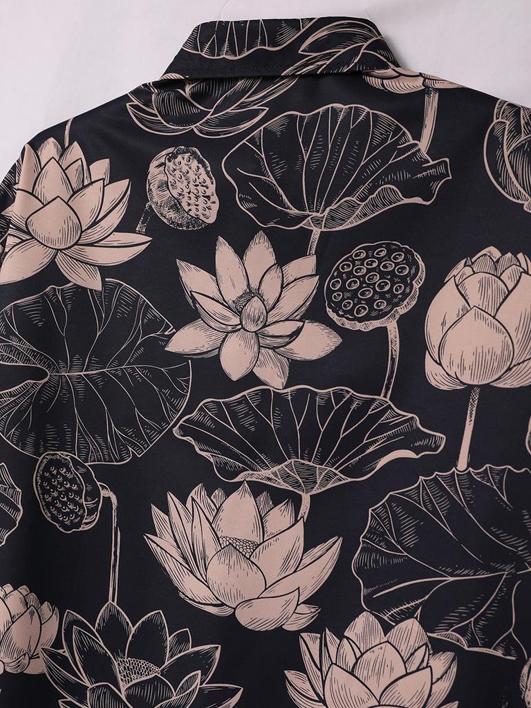 Рубашки свободного покроя в стиле ретро с цветочным принтом в стиле HK Wind, повседневные рубашки с короткими рукавами для мужчин и женщин на лето, распродажа