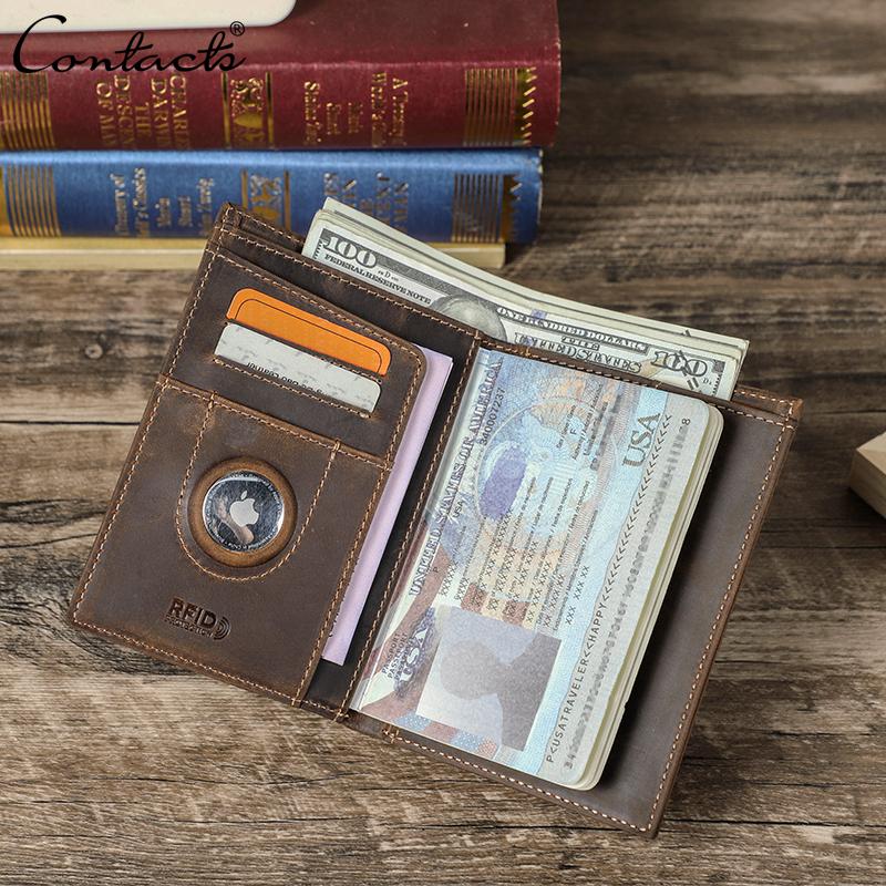 CONTACT'S RFID Passport Wallet Genuine Leather Men Passport Cover Men Women International Travel Accessories Credit Card Holder