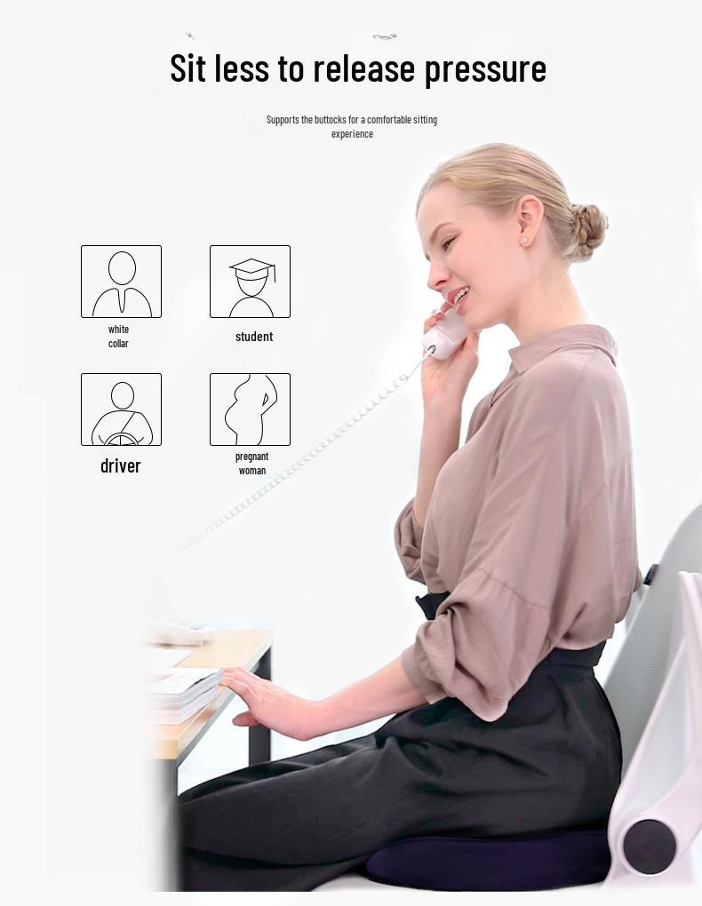 Breathable Gel Memory Foam U-Shaped Office Chair Cushion for Long-Term Sitting