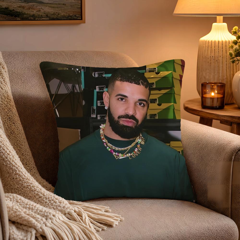 Hot Cool Singer DDrake Pillow Case Soft Plush Cushion Cover Double Print and Invisible Zipper for Sofa Home Car Use
