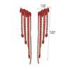 Walking Show Performance Senior Sense Of Exaggerated Red Crystal Long Tassel Earrings Women's Earrings 1 Pair