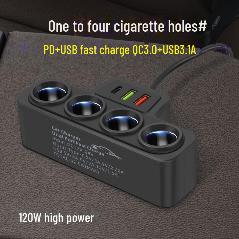Сверхбыстрое автомобильное зарядное устройство: 4-портовый USB-преобразователь для транспортных средств 12 В/24 В