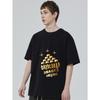 Black T Shirt with Gold Pyramid and Stars Print Oleksandr Zolota Liudyna Text Design for Casual Wear