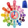 Button Moon Montessori Clock Building Blocks Toy, Time Learning Puzzle, Kids Educational Toy Set, Number and Time Puzzles, Clock Teaching Aid, Color