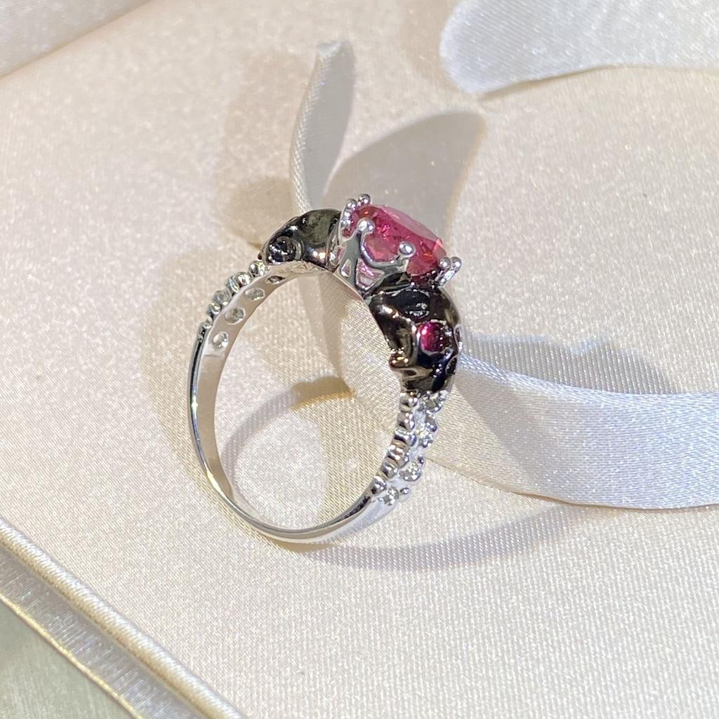 Женское кольцо с рубином из 100% стерлингового серебра 925 пробы, модное красное рубиновое серебро 925 пробы, обручальные кольца с драгоценными камнями, коробка для колец, женская коробка