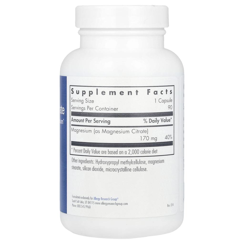 Magnesium Citrate, 170Mg, 90 Veggie Caps