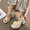 2025 New Summer Fashion Casual Women's Shoes Waterproof Table Slope Heel High Heels Wear-resistant Thick Heel Roman Sandals Women