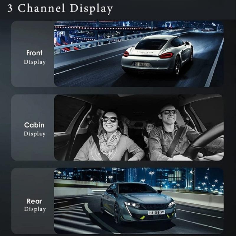 Новый 4K 3-канальный регистратор для вождения, автомобильный видеорегистратор, камера переднего и заднего вида, Wi-Fi, видеорегистратор, ночная версия, автомобильный рекордер, черный ящик