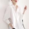 Spring Summer Loose Commute Solid Color Shirt Women's Clothing Fashion Single-breasted Korean Polo-Neck Long Sleeve Midi Blouse