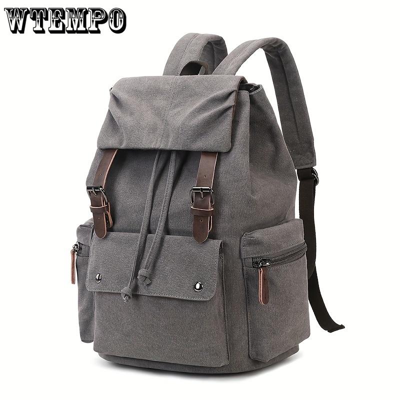 1pc Retro Canvas Backpack, Sturdy and Durable Computer Backpack, Worker Commuter Storage Bag for Office Business Trip