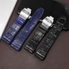 28mm Nylon Genuine Leather Silicone Watchband Black Blue Folding Buckle Watch Strap For Franck Muller V45 Series