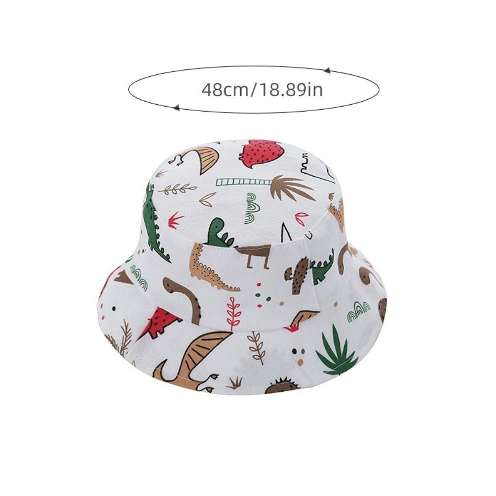 Cartoon Dinosaur Print Baby Bucket Caps Scalp Protection Beach Hat Baby Girls