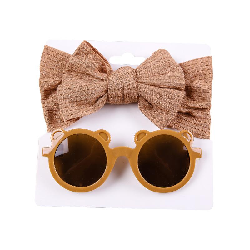 Baby Hair Accessories Summer Infant Headband Sunglasses Sun Protection Beach Kids Sun Glasses Head Band Set 2Pcs/Pack