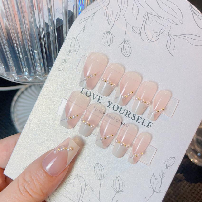 Wearing Nail Hand Nails Fashion Highgrade Cute Pink Blush Nail Patch Style